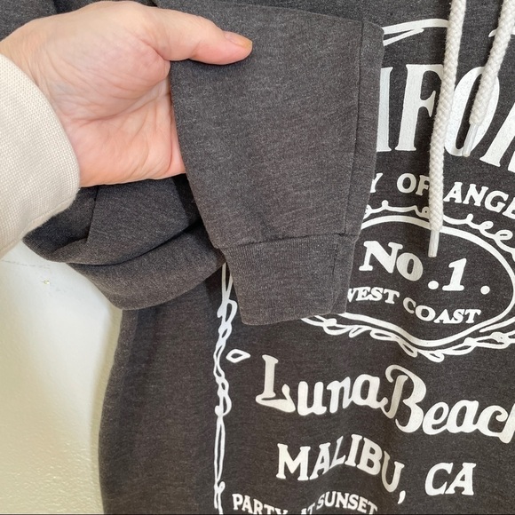 On Fire Grey/White California City of Angels Graphic Hoodie Sweatshirt Size S - Picture 10 of 11